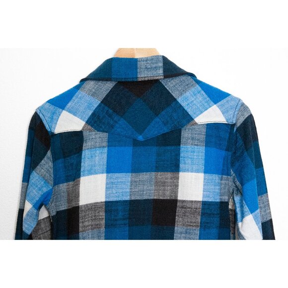 Topo Designs Womens Plaid Flannel Work Shirt Blue & White Size Small - Picture 5 of 12